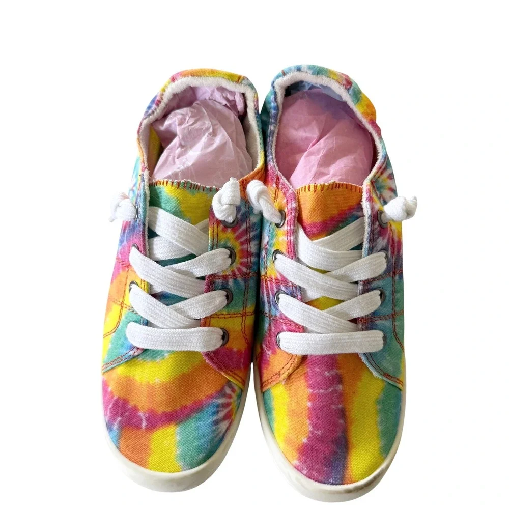 Jellypop Dallas Sneakers Women 8.5 Multi Tie Dye Excellent Canvas Slip On Shoes
